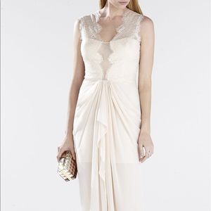 BCBG Wedding Dress Maxi Brandy Lace Pleated Long